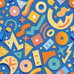 Charming cartoon donkey head in bold blue color with orange artistic elements.
