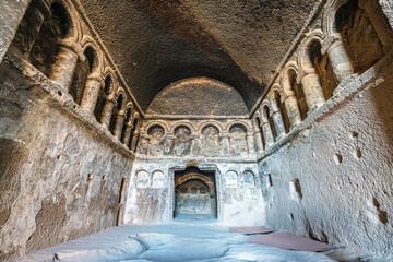 Selime Castle, Güzelyurt, Aksaray, Turkey-December 01, 2024: The scenic views of Selime Castle...