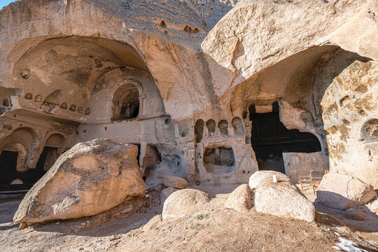 Selime Castle, G&uuml;zelyurt, Aksaray, Turkey-December 01, 2024: The scenic views of Selime Castle which is the largest and most elaborate cave complex in Cappadocia.