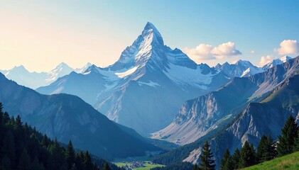 Fototapeta premium Towering peaks of the mountains touch the sky, peak, ketchum