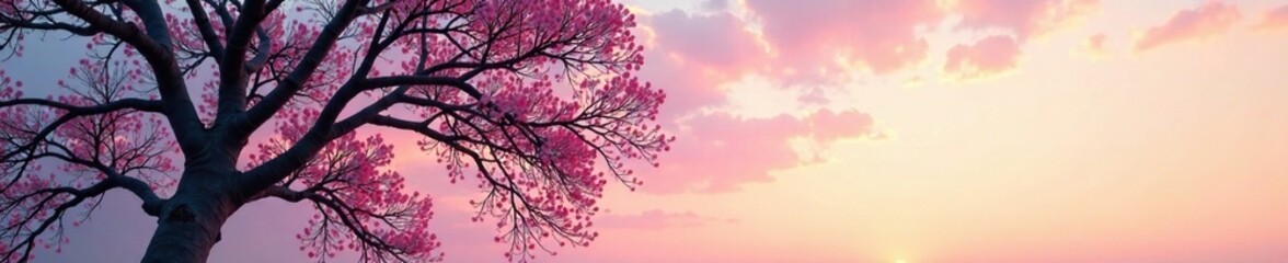 Muted colors of tree branches against sky at morning, gentle tones, sky, gradient