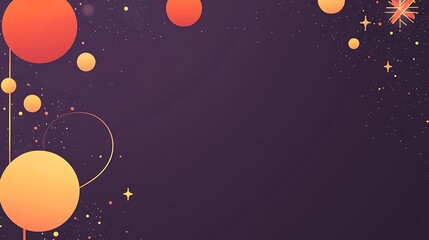 Abstract Cosmic Design With Orange Yellow Circles And Stars