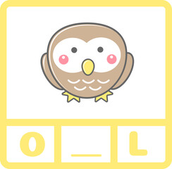 Spelling out word activity card, Owl animal 

