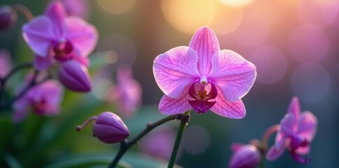 Dainty orchid purple petals sway in gentle breeze, flower, purple, bloom
