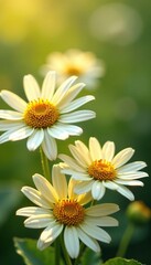 Fototapeta premium Radiant yellow and creamy white colors blend in harmony with delicate daisy blooms, daisies, pastel