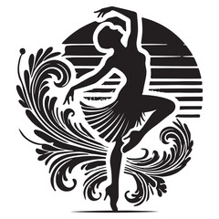 Quickstep Silhouette Vector Illustration, Solid White Background.