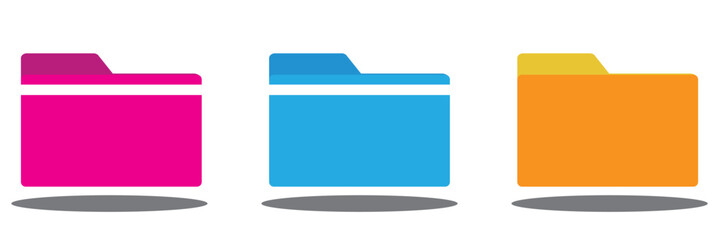 set of icon folder computer file colourful document binder data archive, modern simple 2d yellow blue black flat vector symbol for website phone design logo application ui isolated png access catalog