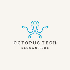 vector illustration of octopus tech logo design. 