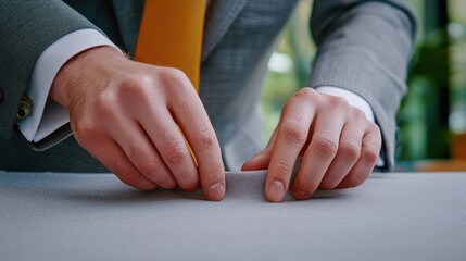 Fototapeta premium Focused Businessman Performing Desk Work in Corporate Office Environment