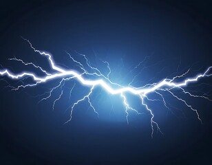 Bright Lightning Bolt Across Dark Blue Sky