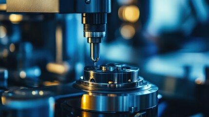 Precision Industrial Machinery with Close-Up of Automated Equipment Performing High-Tech Manufacturing Process in Modern Factory Environment