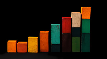Fototapeta premium Minimal arrangement of colorful wooden blocks