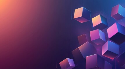 Abstract Geometric Cubes with Gradient Colors in a Bold Artistic Design