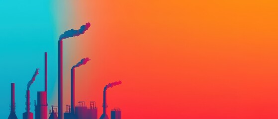 Industrial silhouette against a vibrant gradient sky at sunset.