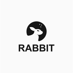 Rabbit and circle simple and modern logo