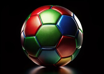 Fototapeta premium Sharp Focus Soccer Ball on Black Background - High Resolution Stock Photo