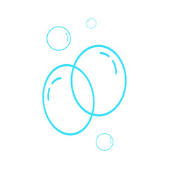 Hand drawn doodle of soap bubbles and foam in the air, Fizzy, soap foam, bath or soda. Icons for water and soda. Flat isolated on white background vector illustration