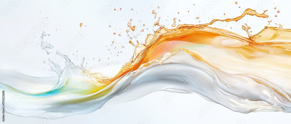Poster fluid abstract design with vibrant color splash elements.
