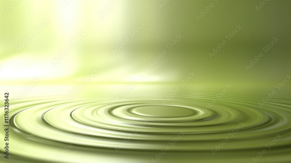 Aufkleber abstract green liquid surface with concentric ripples, creating a calm and serene background.