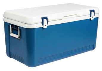 Large blue plastic cooler isolated with transparent background
