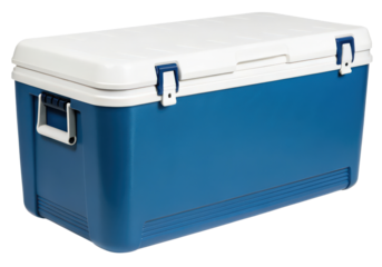 Large blue plastic cooler isolated with transparent background