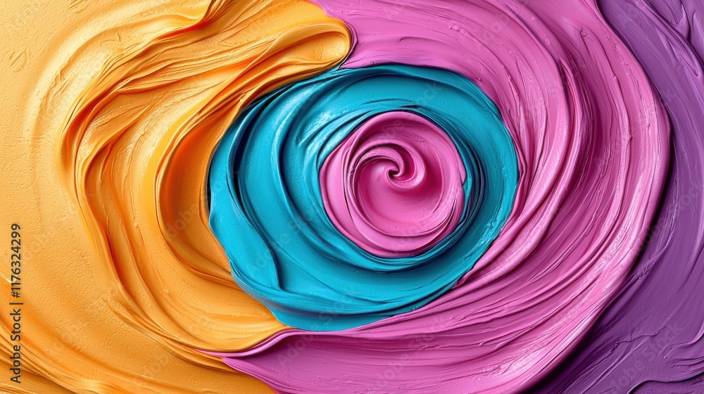 Poster mesmerizing fluid spiral abstract art with vivid colors and dynamic shapes
