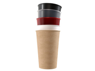 3D coffee cup mockups disposable with plastic lid. Blank plastic mugs for takeaway hot or cold...