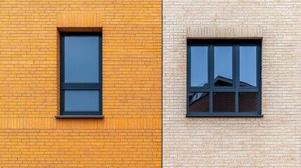 Striking Architectural Facade of a Modern City Building with Geometric Brick and Glass Patterns
