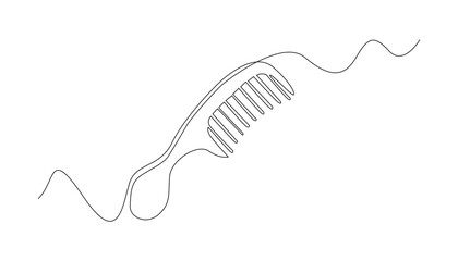 Obraz premium continuous line drawing of comb.one line drawing of hair comb.single line vector illustration .isolated white background