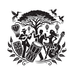 Rumba Silhouette Vector Illustration, Solid White Background.