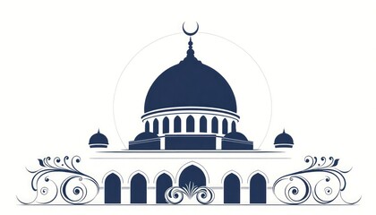 Obraz premium Mosque dome with an ornamental border featuring calligraphic flourishes.