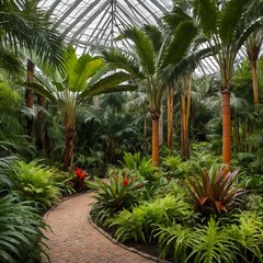 Cyrtostachys Renda in a Botanical Garden: A Tropical Display of Palm and Plant Variety