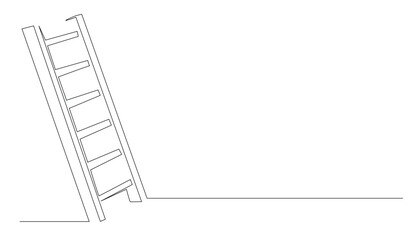 continuous line stairs.minimalist one line drawing of wooden stairs.single line vector illustration.isolated white background