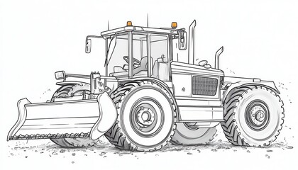 Naklejka premium A powerful tractor sketch ideal for agricultural or construction illustrations. Its detailed design and versatile application make it suitable for educational materials or design projects.