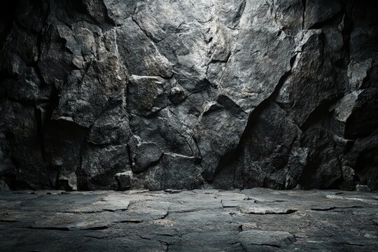Dark stone wall and floor texture background.