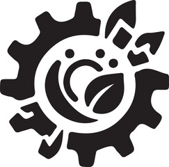 Nature-based industrial machine symbol logo icon design radiating with machinery and energy for companies in the machine industry