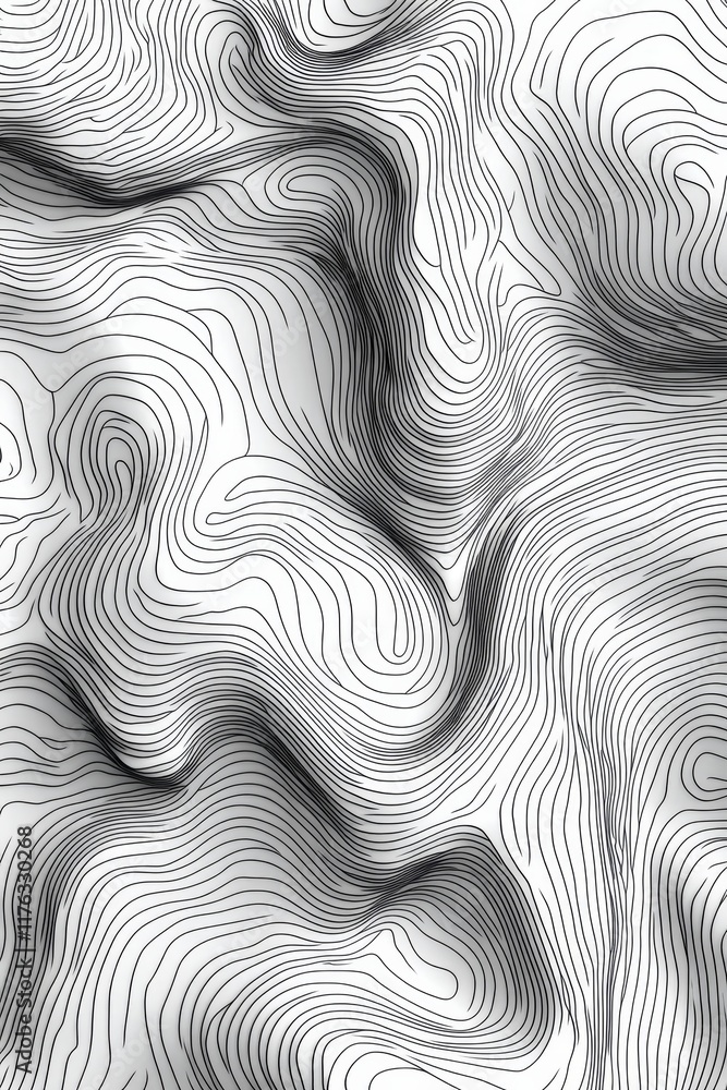 Poster Abstract grayscale topographic lines pattern. (1)