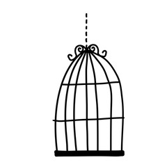 Retro metal birdcage illustration