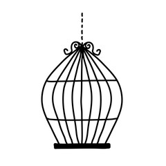 Retro metal birdcage illustration