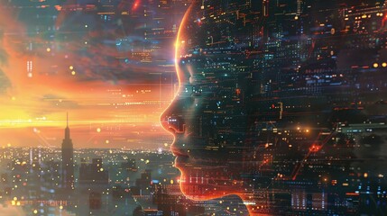 Obraz premium A digital utopia created by an advanced AI offering humans a perfect world inside the network