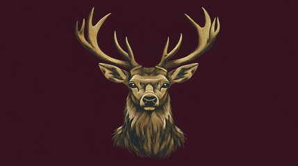 Majestic Golden Deer Head with Antlers