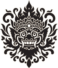 vector sketch, silhouette illustration, ethnic traditional wayang character design, ghost mascot shape