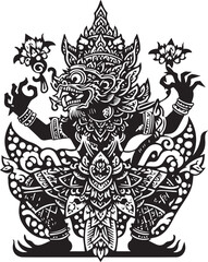 vector sketch illustration silhouette design ornament puppet character traditional ethnic decoration