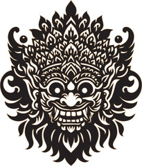 vector sketch, silhouette illustration, ethnic traditional wayang character design, ghost mascot shape