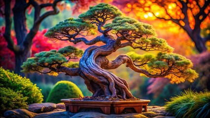 Obraz premium Surreal Bonsai Tree Trunk Close-Up, Chicago Botanical Garden