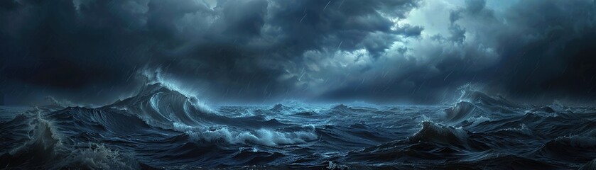 Fototapeta premium A dramatic rendering of a powerful tiger stalking through a lush