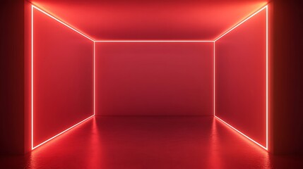 Red Room Illuminated by Neon Lines