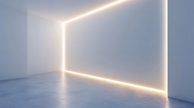 Minimalist Room Corner Illuminated by Linear Lighting