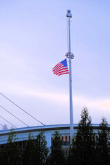 Unites States of America flag flown at half-staff