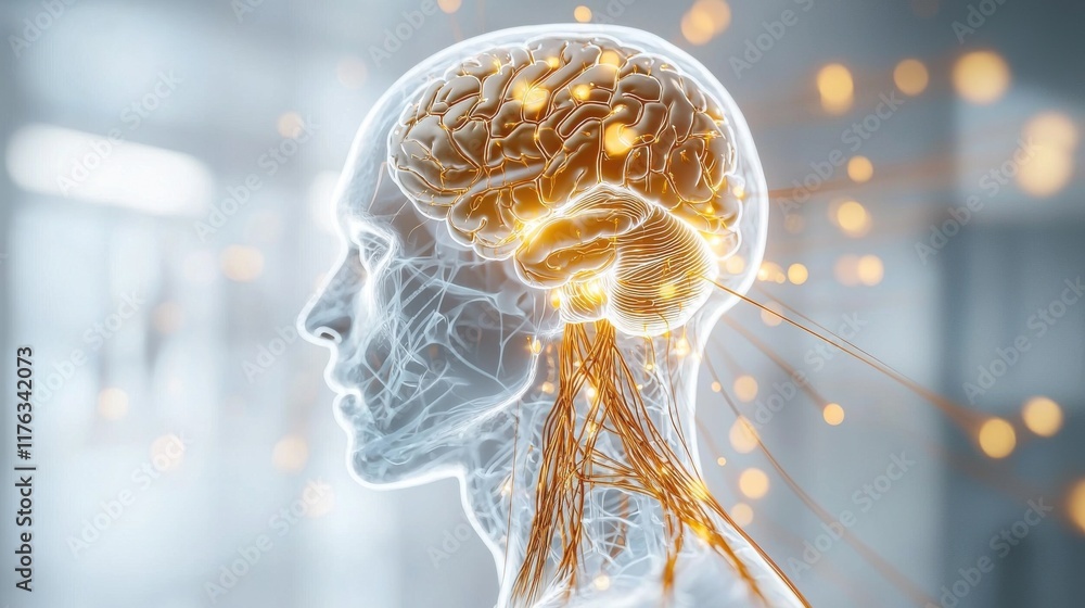 Poster futuristic visualization of the intricate neural structure of the human brain